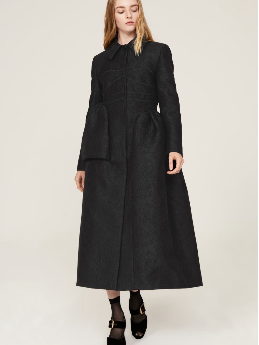 Cecilie Bahnsen~Desiree~Black Textured Coat~Size 6~$2960~ - Picture 2 of 8